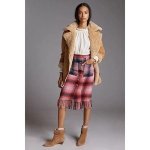 Anthropologie Maeve Fringed Plain Mini Skirt